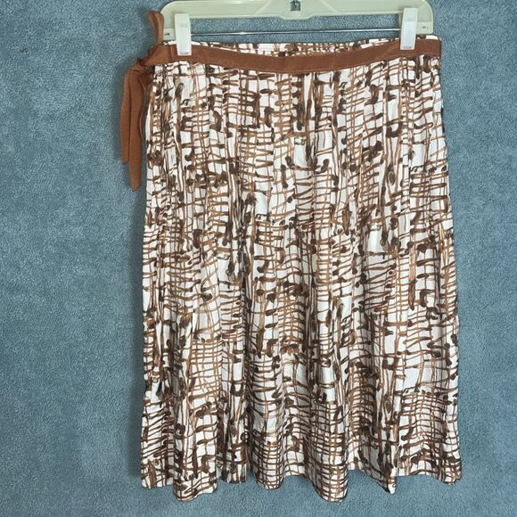 Carol Little Silk Skirt Womens Size 10 Boho Earthy Artisan Retro Abstract Career - Picture 8 of 9